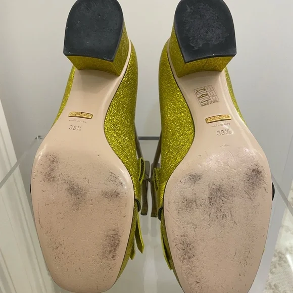 Gucci Loafer Gold Leather with Fringe size 8.5/ 38 1/2 - Picture 15 of 16